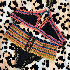 M/XL Beach Bunny Fiesta Colorful Crochet Bikini Set